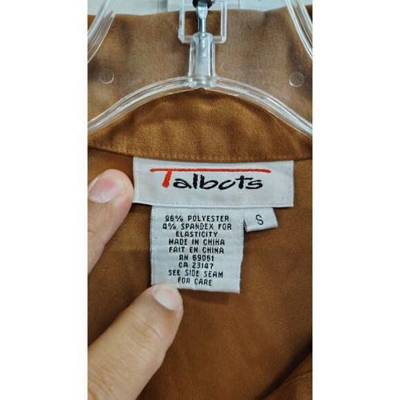 Talbots Women's Small Faux Suede Button Up Tan Shirt Blouse - Picture 3 of 6